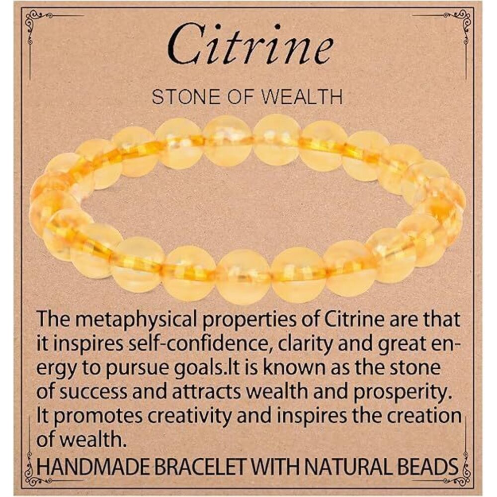 Citrine Bracelet - Stone Of Wealth Bracelet For Women Men - Handmade Natural Gem